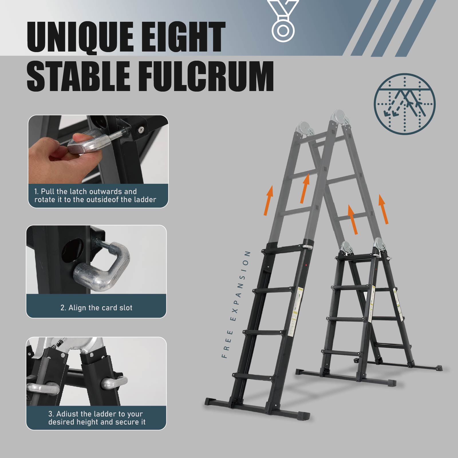 Qxvani 4 x 4 Többfunkciós Teleszkópos Létra