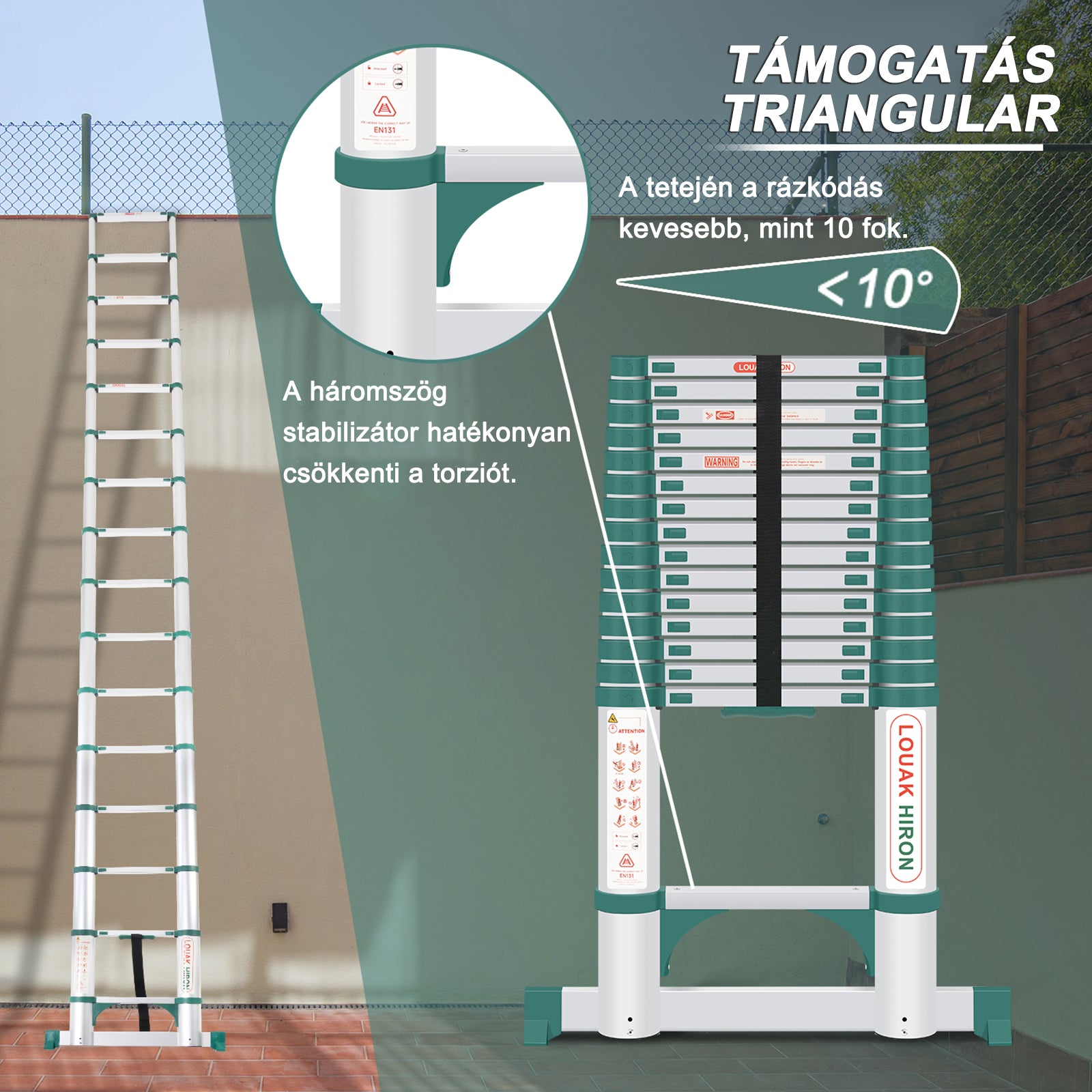 Qxvani 4,7 m magas, kinyitható teleszkópos létra