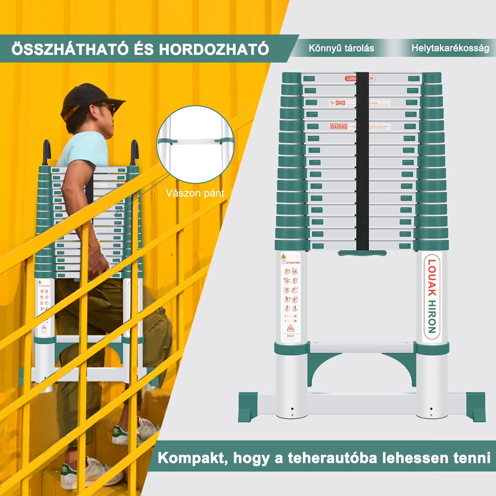 Qxvani 4,7 m magas, kinyitható teleszkópos létra