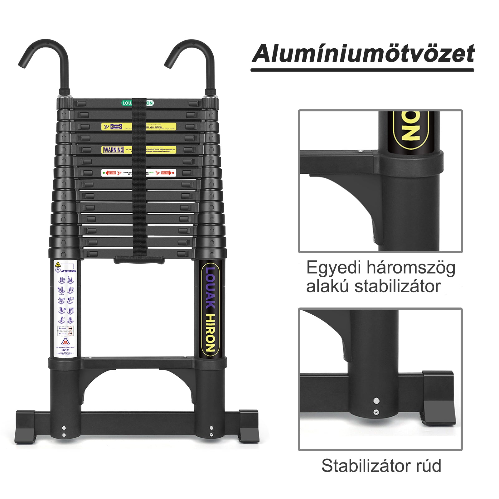 Qxvani 4,4 m magas, csúszásgátló teleszkópos létra