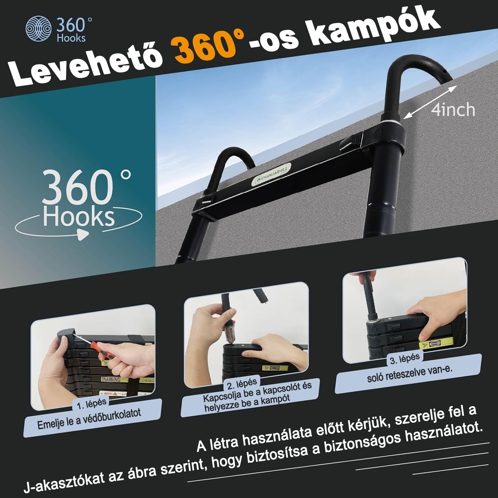 Qxvani 4,4 m magas, csúszásgátló teleszkópos létra