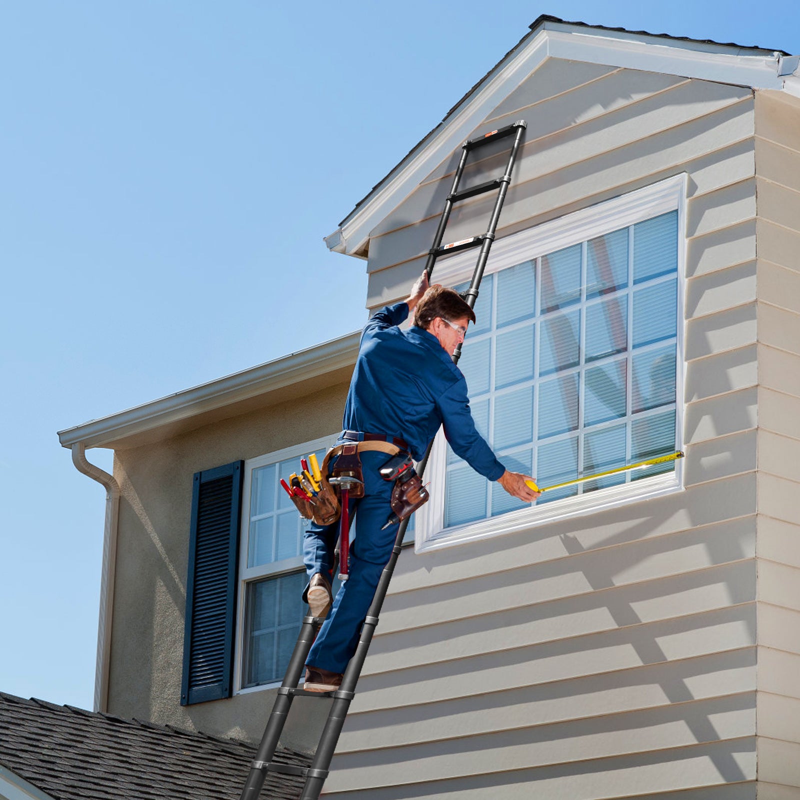 Qxvani 4,4 m magas, csúszásgátló teleszkópos létra